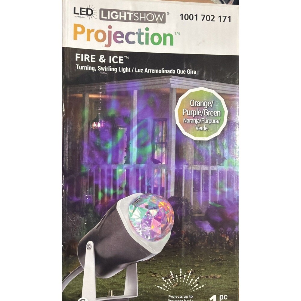 Gemmy LightShow Fire & Ice Halloween Projection Light Orange Purple Green NEW
